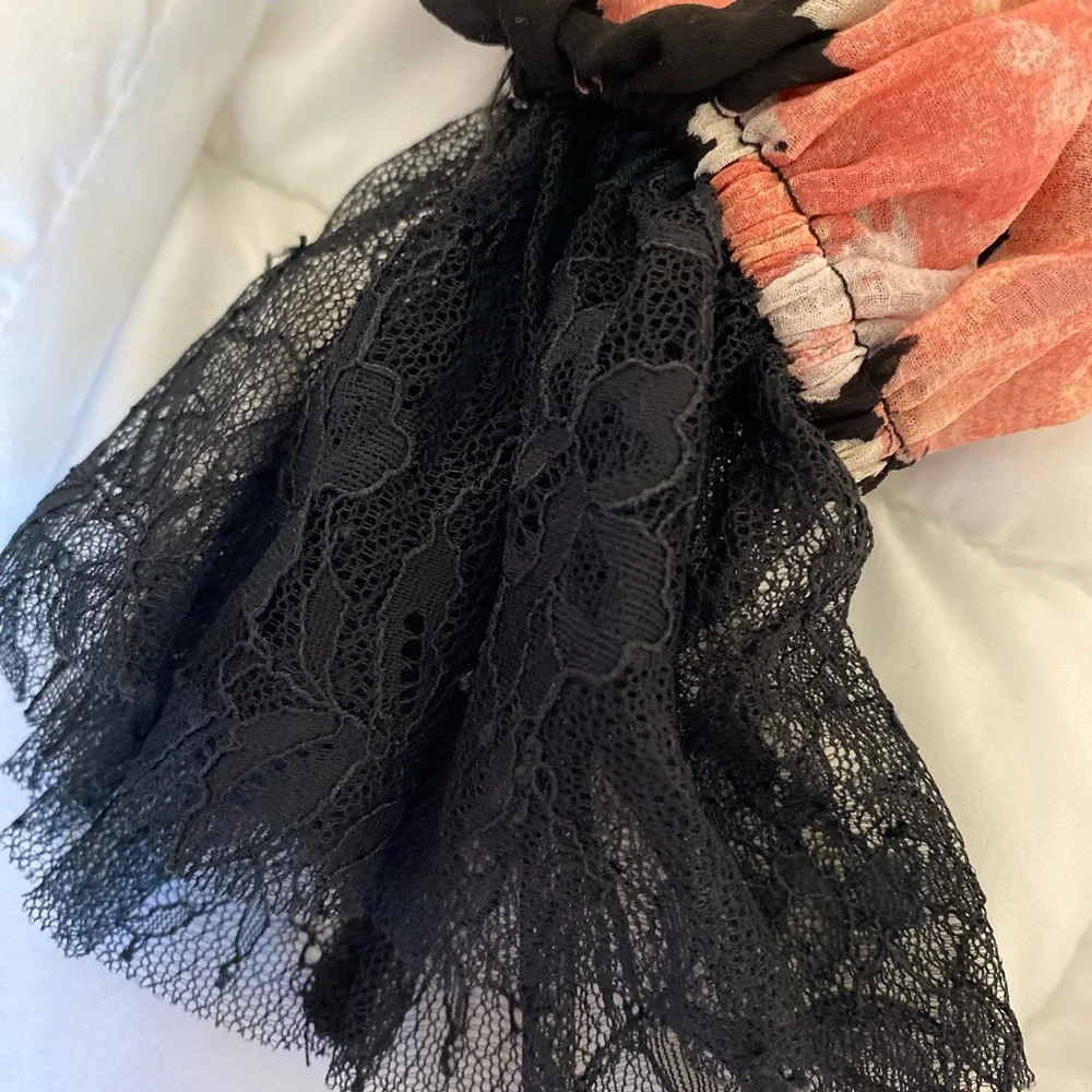 Free People Black and Pink Lace top